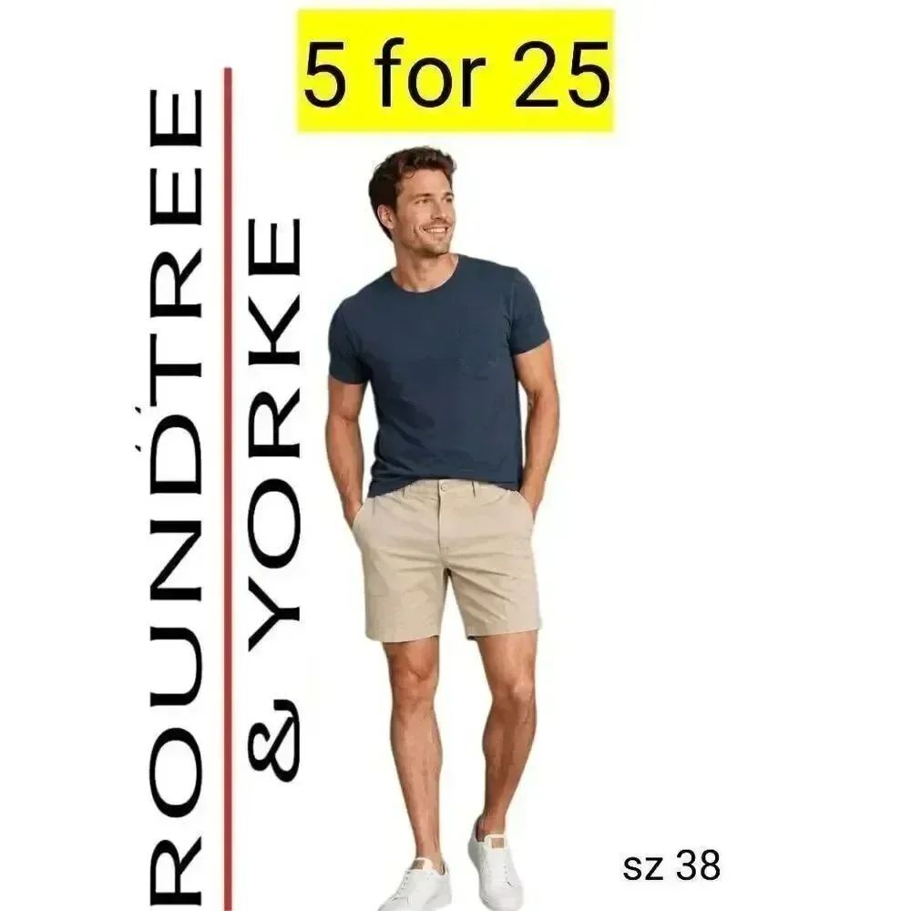RoundTree & Yorke Tan Khaki Flat Front Shorts SALE! 5 for 25